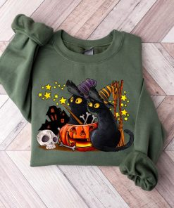 Cat halloween sweatshirt, ghost cat shirt, Halloween Sweater