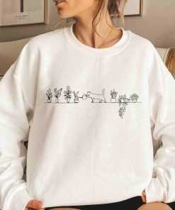 Cat Watering Plants Sweatshirt, Plant Lady Hoodie, Plants Sweatshirt