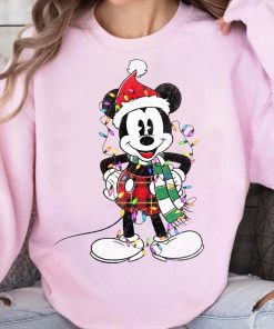 Disney Santa Mickey Mouse Plaid Christmas Pattern Costume Xmas Lights