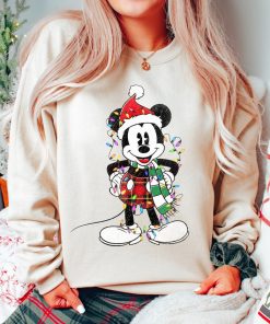 Disney Santa Mickey Mouse Plaid Christmas Pattern Costume Xmas Lights