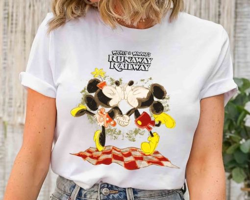 Retro Mickey & Minnie's Runaway Railway Shirt, Cute Disney Park Tee