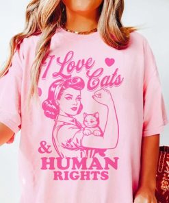 I love cats and human rights shirt | retro feminist | activism