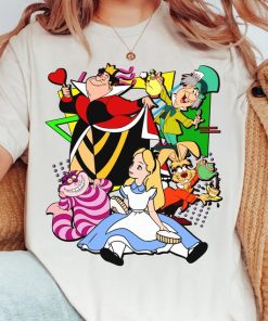 Disney Retro 90s Style Group Alice in Wonderland Characters Squad Shir