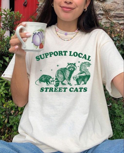 Vintage Support Your Local Street Cats Graphic T-Shirt