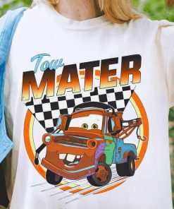 Retro 90S Disney Cars Tow Mater Checkerboard Racing Shirt