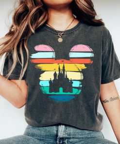 Disney Sunset Colors Castle Shirt, Disney Mickey Minnie Castle T-shirt