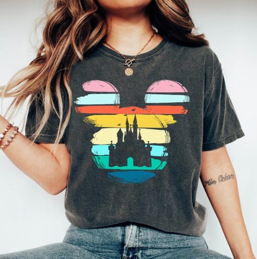 Disney Sunset Colors Castle Shirt, Disney Mickey Minnie Castle T-shirt