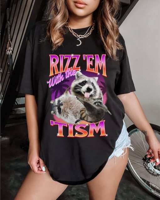 Raccoon Retro Bootleg T-shirt 90s Style Rizz Em With The Tism Retro