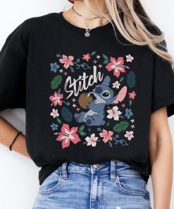 Disney Lilo & Stitch Floral Stitch Coconut Portrait T-Shirt