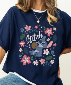 Disney Lilo & Stitch Floral Stitch Coconut Portrait T-Shirt