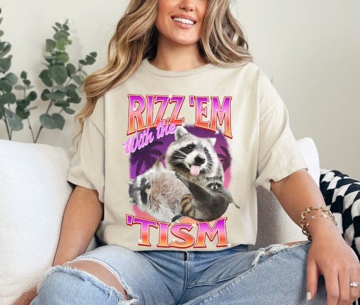 Raccoon Retro Bootleg T-shirt 90s Style Rizz Em With The Tism Retro