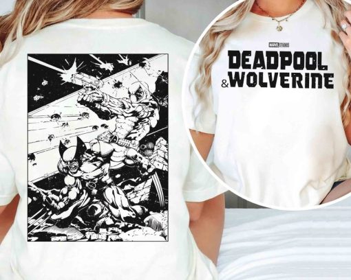 Two-Sided Marvel X-Men Deadpool and Wolverine Comic Book T-shirt