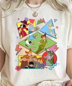 Disney Peter Pan Characters Group Retro Shirt Disney Tinker Bell Hook