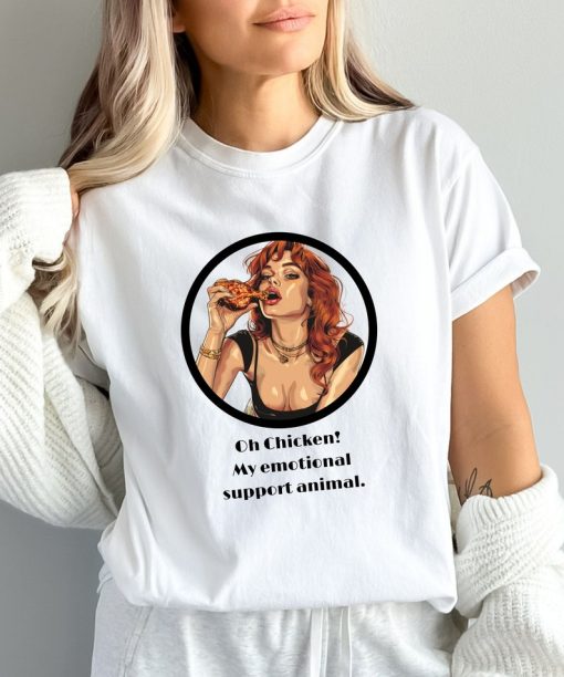 Funny emotional animal shirt, Chicken shirt, Snacking shirt