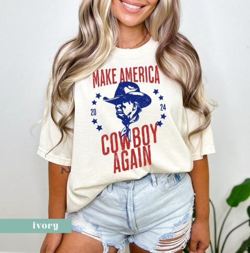 Make America Cowboy Again Trump T-Shirt - Western Donald Trump