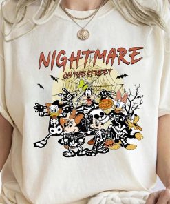 Disney Mickey and Friends Halloween Skeleton Nightmare on Street T-Shi