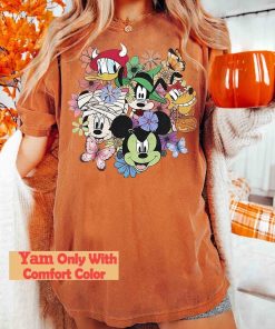 Vintage Mickey & Friends Halloween Costume Floral Comfort Color T-Shir