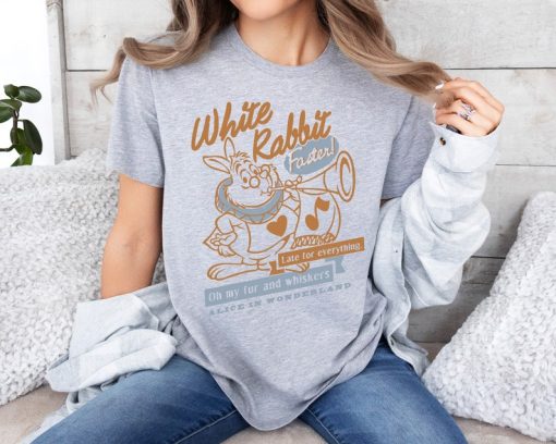 Retro White Rabbit Alice in Wonderland T-Shirt