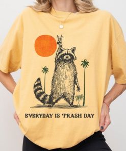 Everyday Is Trash Day Raccoon Comfort Colors, Retro Sunset Tee