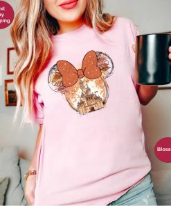 Fall Minnie Ear T-Shirt, Fall Magic Kingdom Tee, Disney Fall Girl Tee