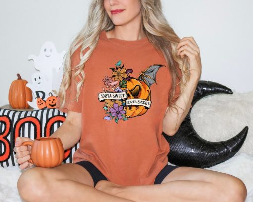 Comfort Colors Sorta Sweet Sorta Spooky Funny Halloween Shirt