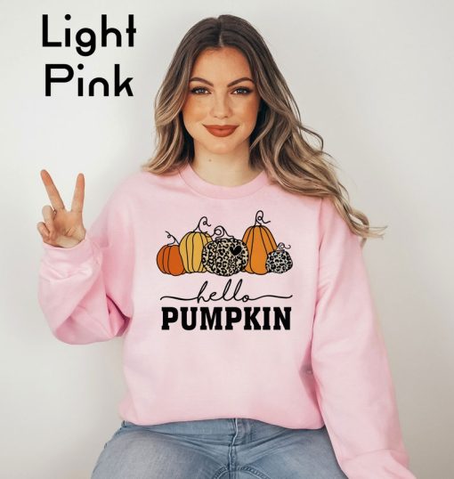 Hello Pumpkin Sweatshirt, Cute Fall Sweatshirts for Women