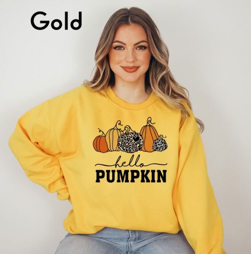 Hello Pumpkin Sweatshirt, Cute Fall Sweatshirts for Women