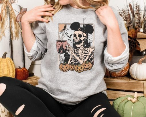 Mickey Skeleton Halloween Shirt, Disney Halloween Pumpkin Shirt