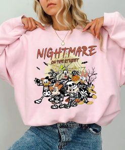 Disney Mickey and Friends Halloween Skeleton Nightmare on Street T-Shi