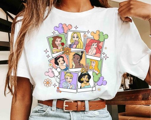 Cute Disney Princess Characters Group Photos Comfort Colors Shirts