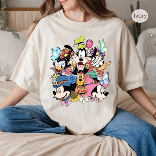 Disney Mickey And Friends Floral Halloween T-Shirt,