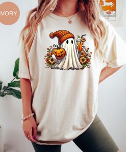 Halloween Ghost Coffee Comfort Colors Shirt