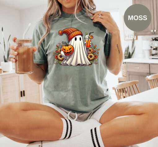 Halloween Ghost Coffee Comfort Colors Shirt