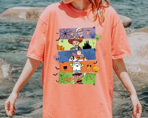 Cartoon Halloween Characters T-Shirt, Fun Halloween Cartoon Kids Tee