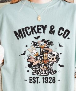 Mickey and Co T-Shirt Vintage Style Cartoon Characters Halloween Theme