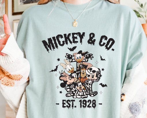 Mickey and Co T-Shirt Vintage Style Cartoon Characters Halloween Theme