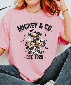 Mickey and Co T-Shirt Vintage Style Cartoon Characters Halloween Theme