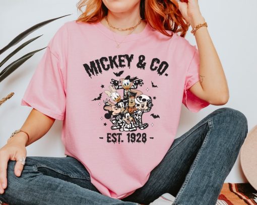 Mickey and Co T-Shirt Vintage Style Cartoon Characters Halloween Theme