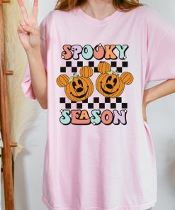 Spooky Season T-Shirt Halloween Graphic Tee Pumpkin Head Cartoon