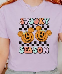 Spooky Season T-Shirt Halloween Graphic Tee Pumpkin Head Cartoon