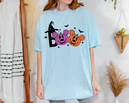 Halloween Boo T-Shirt, Cute Pumpkin Faces Tee, Spooky Witch Hat Design