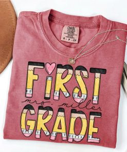 Retro First Grade Shirt, Comfort Colors® First Grade Teacher Shirt