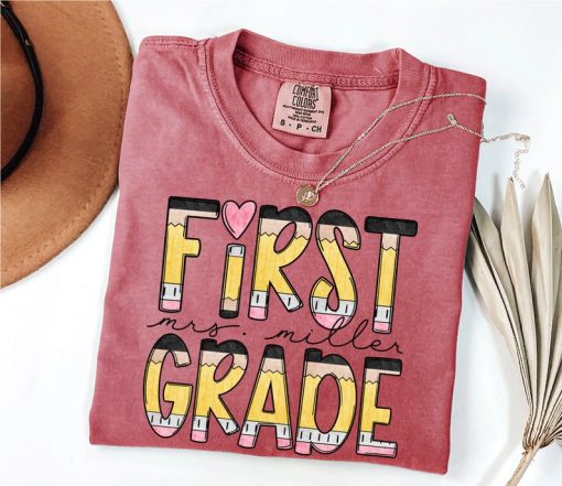 Retro First Grade Shirt, Comfort Colors® First Grade Teacher Shirt