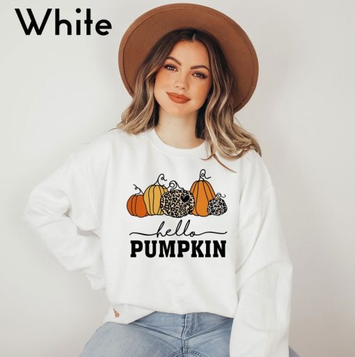 Hello Pumpkin Sweatshirt, Cute Fall Sweatshirts for Women