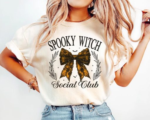 Retro Halloween Comfort Colors shirt Spooky Witch Social Club Shirt