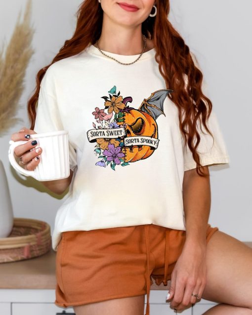 Comfort Colors Sorta Sweet Sorta Spooky Funny Halloween Shirt