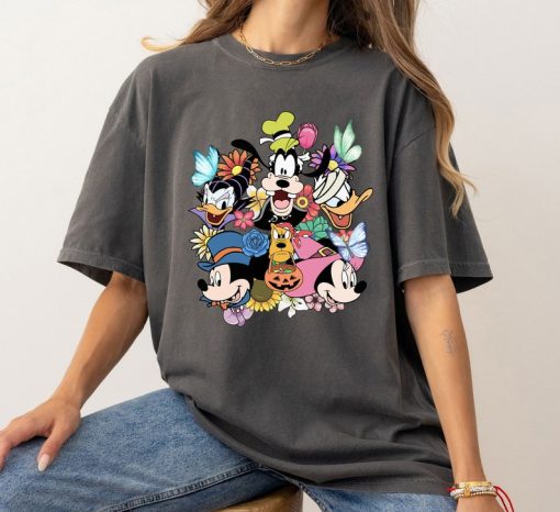 Disney Mickey And Friends Floral Halloween T-Shirt,