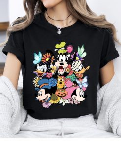 Disney Mickey And Friends Floral Halloween T-Shirt,