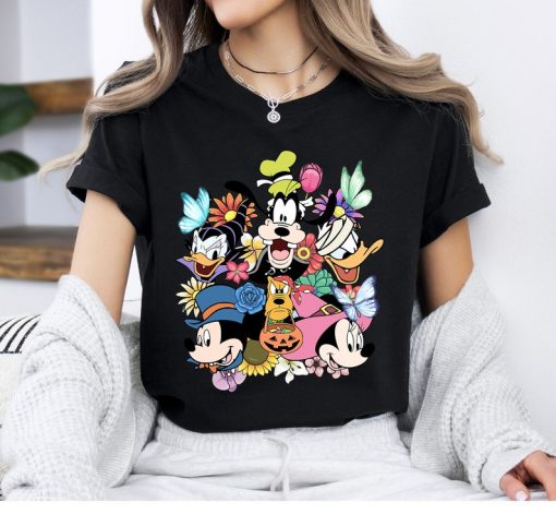 Disney Mickey And Friends Floral Halloween T-Shirt,