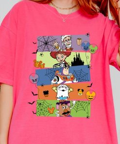 Cartoon Halloween Characters T-Shirt, Fun Halloween Cartoon Kids Tee